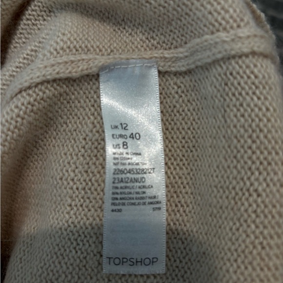 TOPSHOP Beige Oversized Crewneck Sweater w/Gold Sequin Birds Women’s 8 - Picture 3 of 8